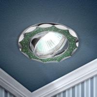 Светильник точечный DK17 CH/SH GR 50Вт MR16 12В декор "звезда со стекл. крошкой" хром./зел. блеск ЭРА C0043754