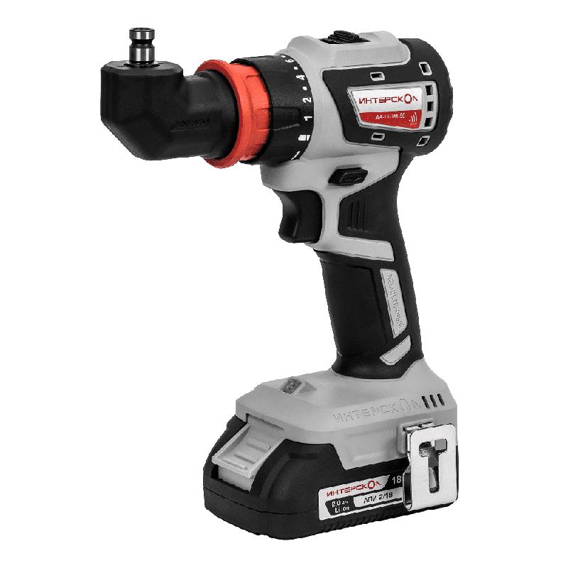 Дрель-шуруповерт аккумуляторная бесщеточн. ДА-13/18В 50 комби АПИ (Li-ion кейс 2 аккум. 2А.ч 4 насадки) ИНТЕРСКОЛ 776.2.2.79