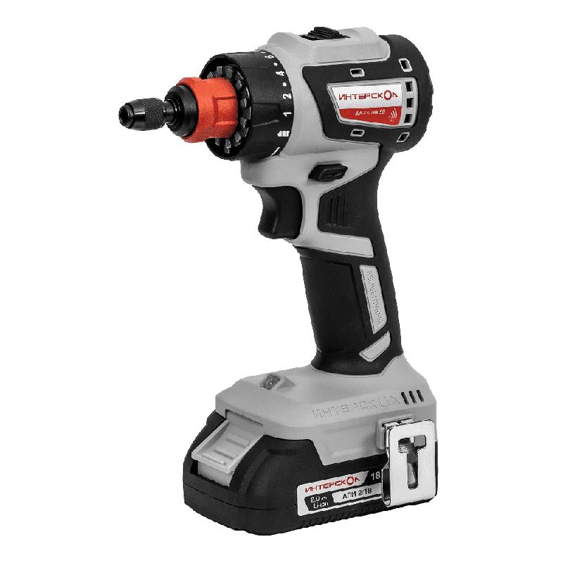 Дрель-шуруповерт аккумуляторная бесщеточн. ДА-13/18В 50 комби АПИ (Li-ion кейс 2 аккум. 2А.ч 4 насадки) ИНТЕРСКОЛ 776.2.2.79