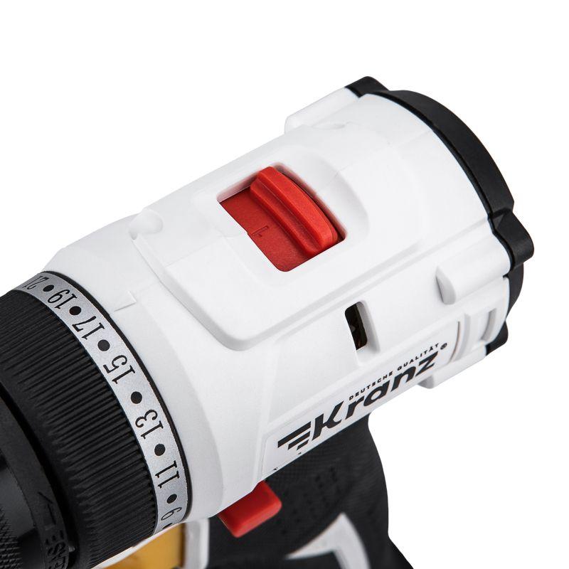 Дрель-шуруповерт аккумуляторная бесщеточная Li-Ion 20В 55Нм (кейс 2 аккум. 2А.ч) Kranz KR-PT-055