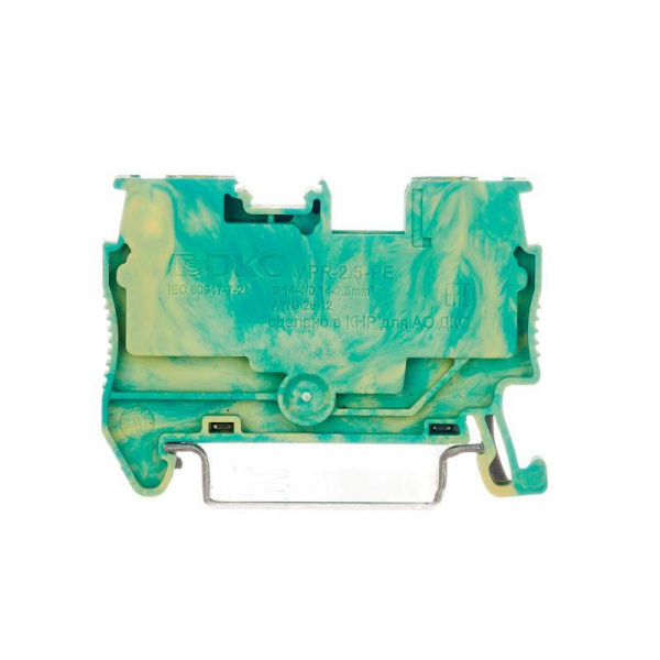 Клемма заземления зажим push-in 2 точки подключения 2.5кв.мм DKC VPR-2.5-PE-YG