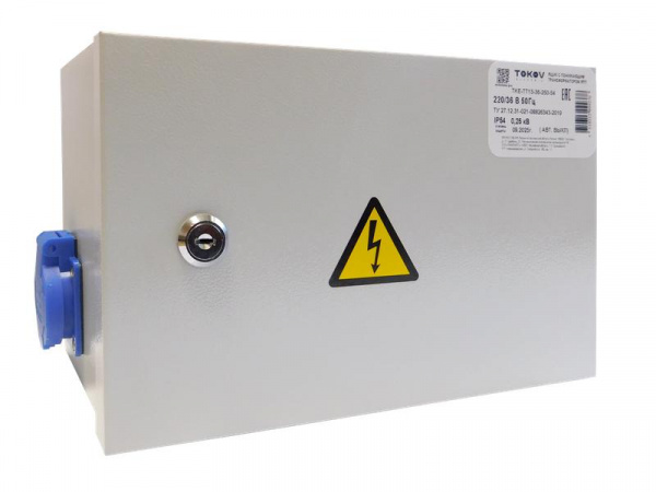 Ящик с понижающим трансформатором ЯТП 0.25 230/36 (2 авт. выкл.) IP54 TOKOV ELECTRIC TKE-TT12-36-250-54